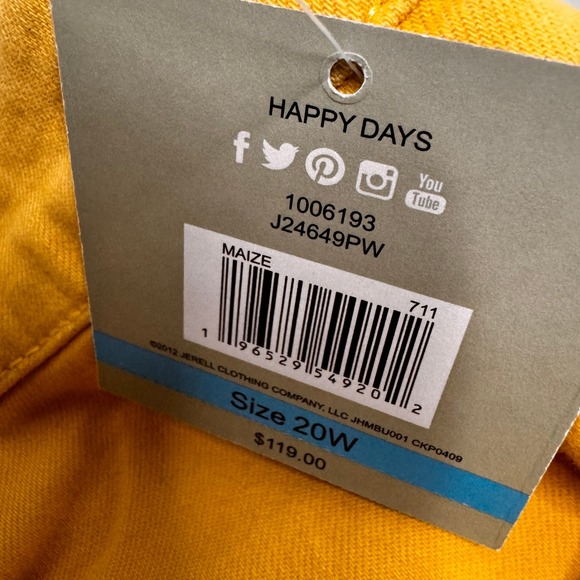 JOHN MARK Happy Days 'Maize' Gold Ankle Raw Hem Straight Leg Pants Sz 20W NWT - Picture 9 of 13